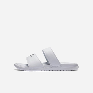 Claquette Nike Benassi Duo Ultra Blanche 1648-257 White/Metallic Silver Femme | QEC-17589514